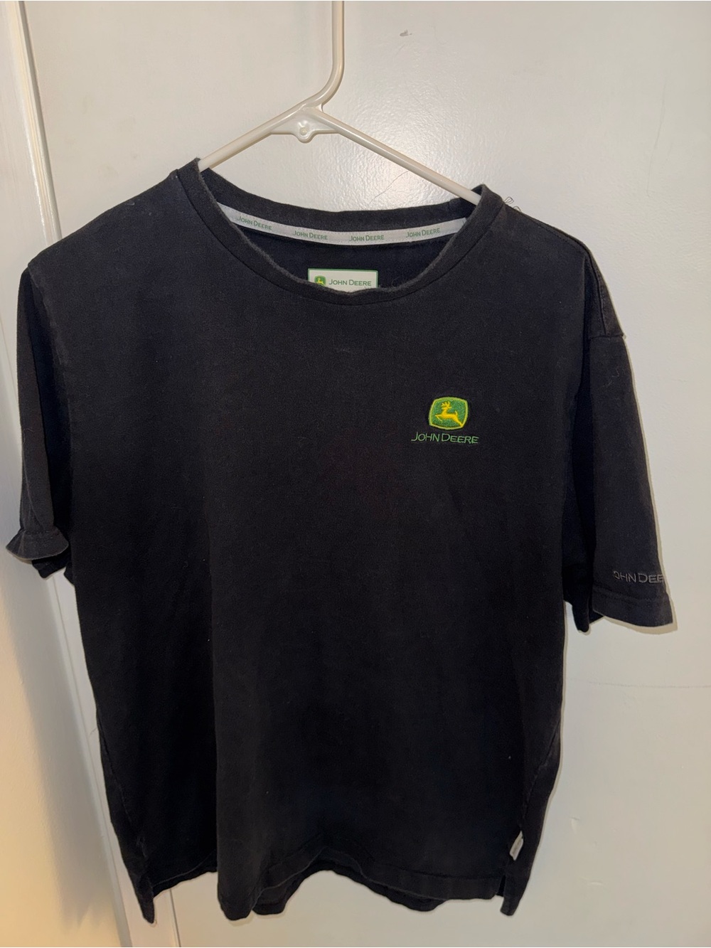 John Deere Black Short Sleeve Tee with Green & Yellow Logo